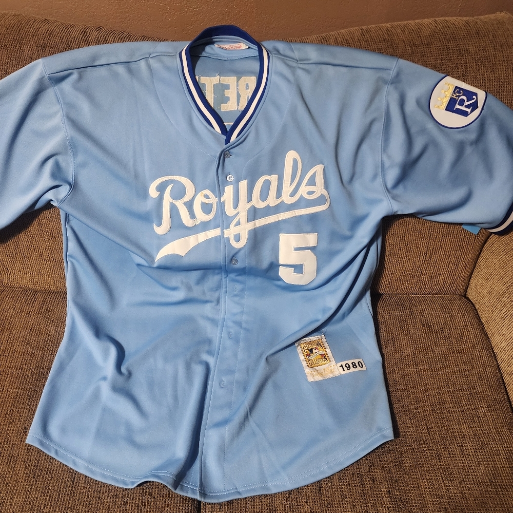 Mens Kansas Royals George Brett Blue Royals Baseball Jersey Sz.56